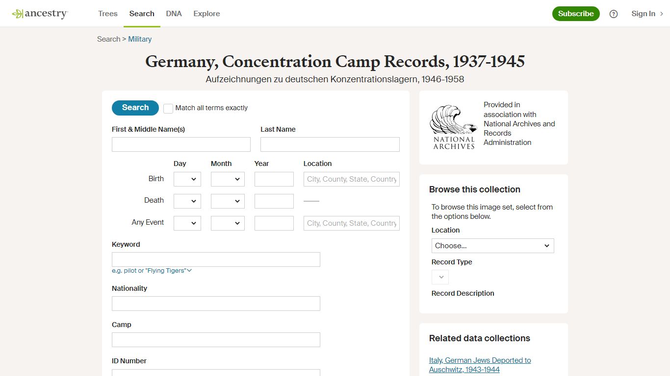Germany, Concentration Camp Records, 1937-1945 - Ancestry